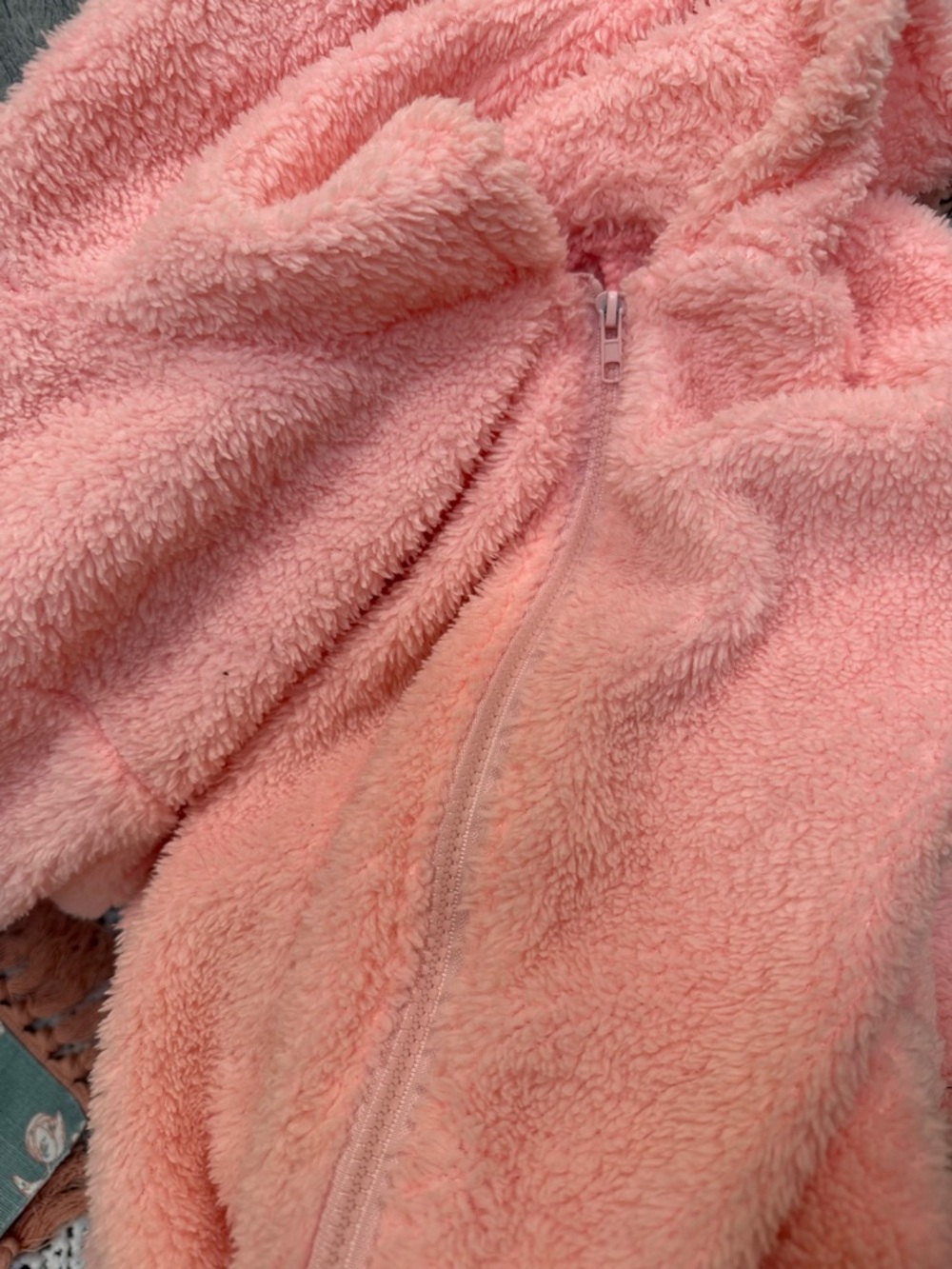 Ladies zip up teddy bear Plush Hooded One-Piece loungewear - bubble gum Pink(xxl - Picture 14 of 14